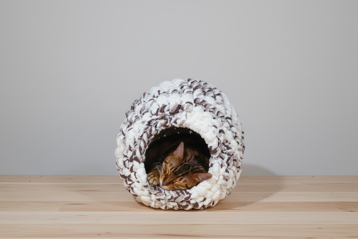 Hand Knit “Whisker Haven” Pet Cave