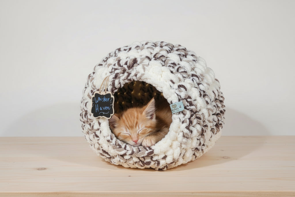 Hand Knit “Whisker Haven” Pet Cave