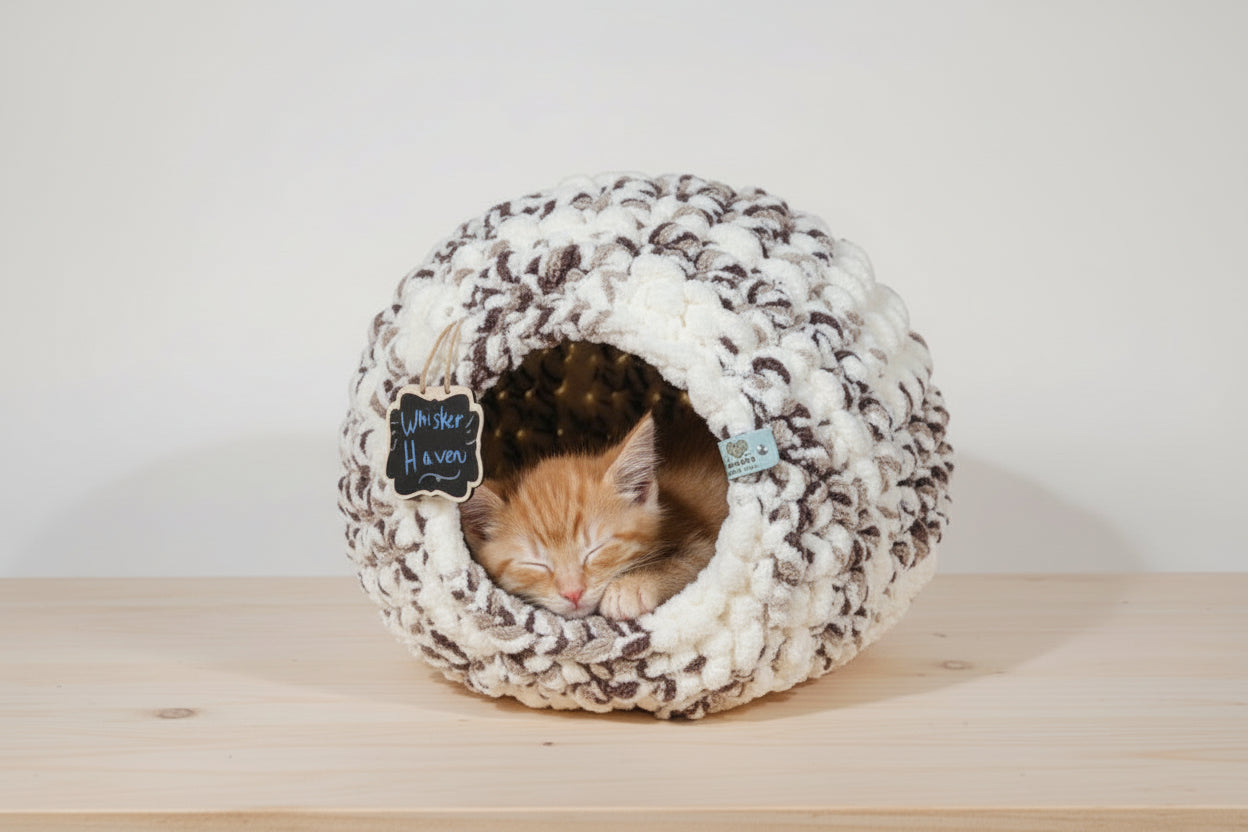 Hand Knit “Whisker Haven” Pet Cave