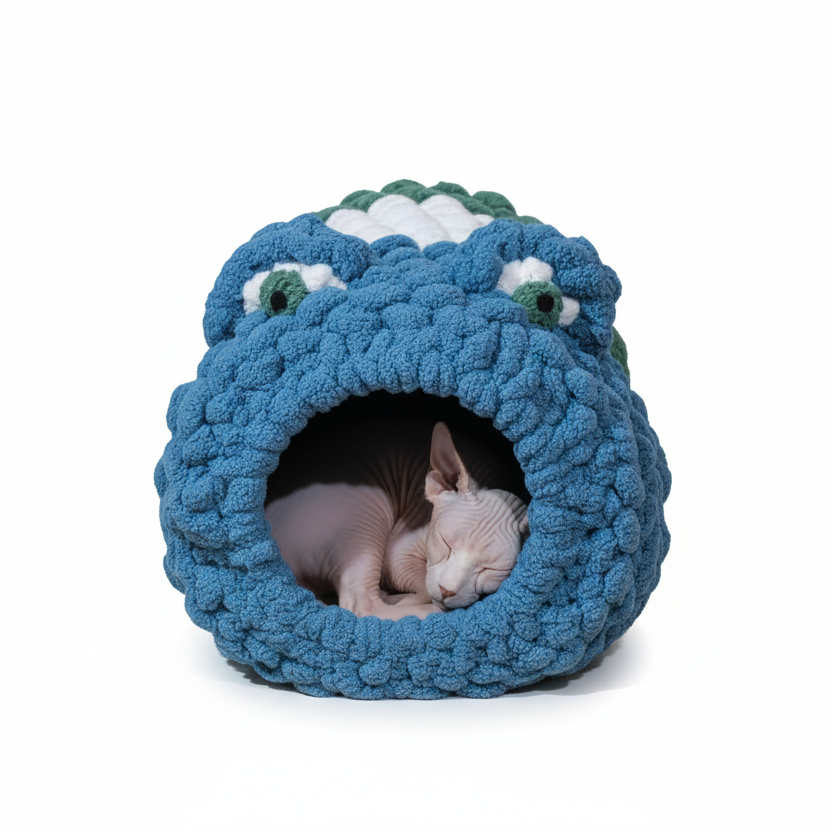 Chunky Hand Knit Fred the Frog Cat Cave