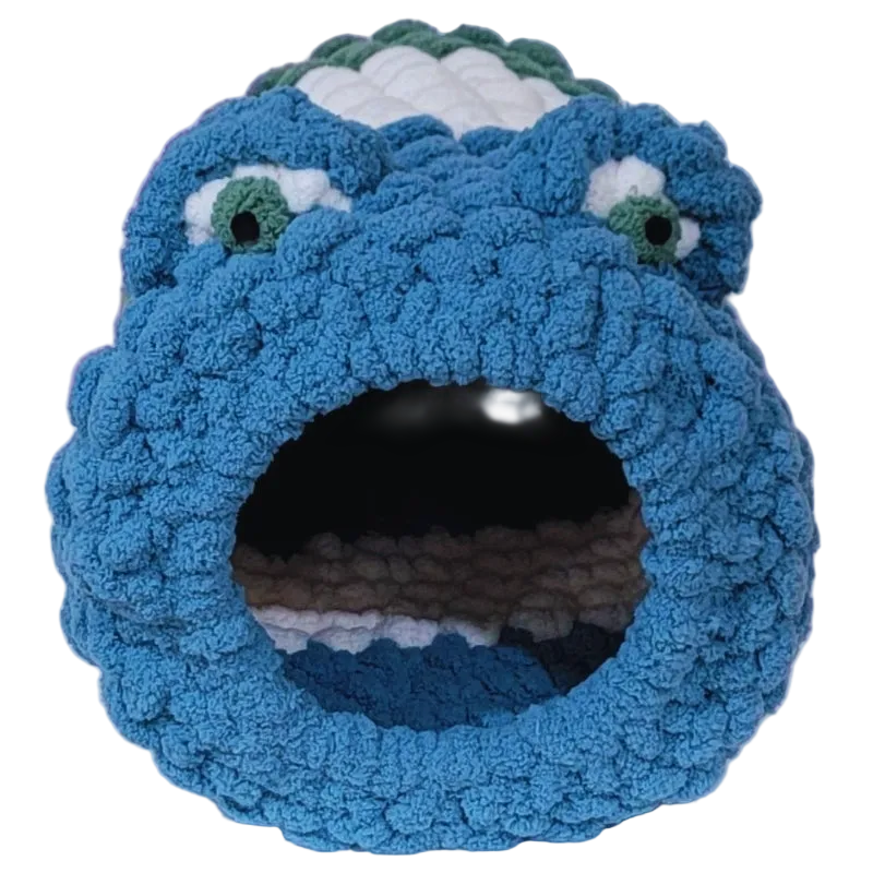 Hand Knit “Fred the Frog” Chunky Yarn Pet Cave