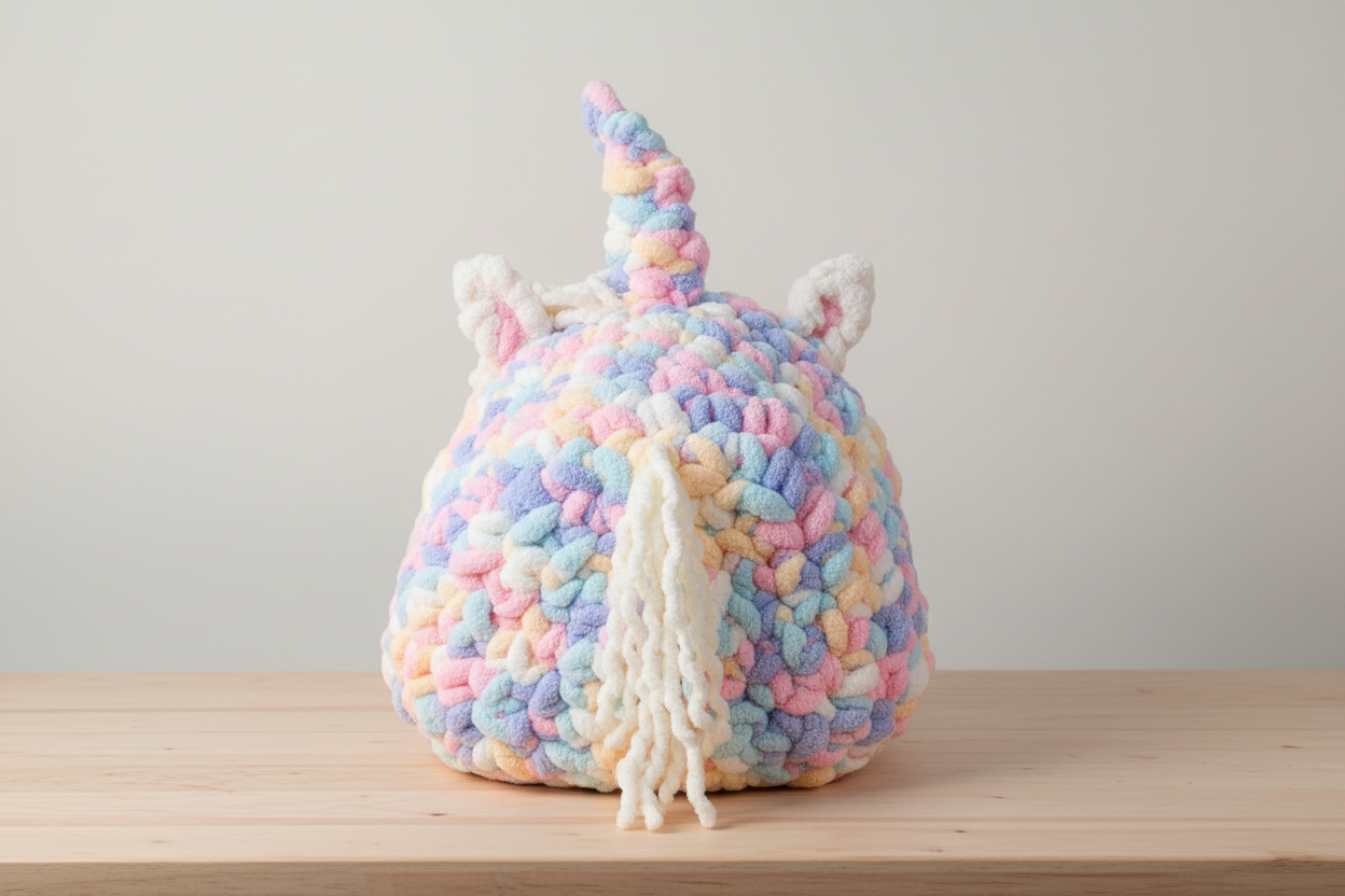 Hand Knit Chunky Chenille Unicorn Pet Cave