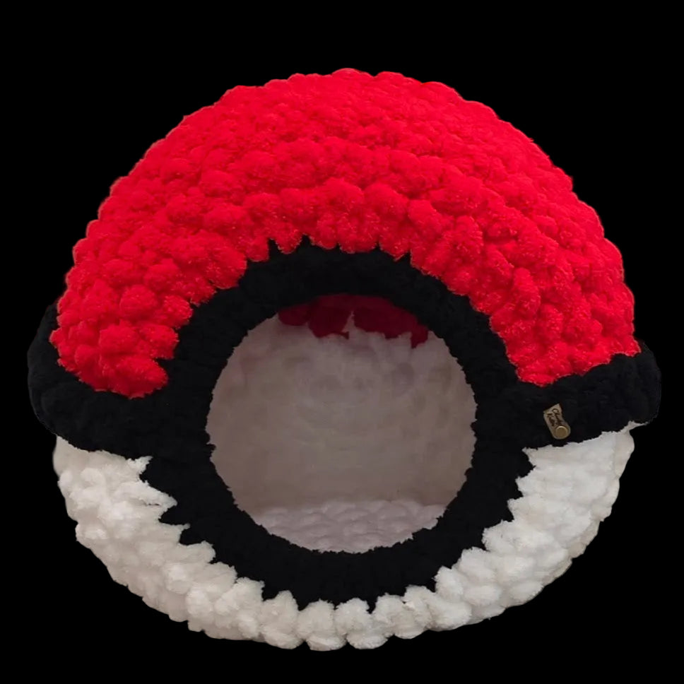 Chunky Hand Knit Poke Ball Pet Cave — Handmade Pet Bed
