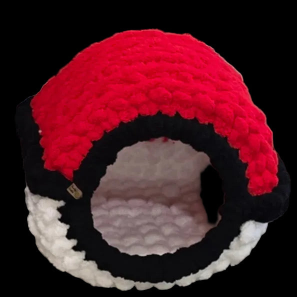 Chunky Hand Knit Poke Ball Pet Cave — Handmade Pet Bed