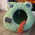 Large Hand Knit “Grumpy the Frog” Pet Cave