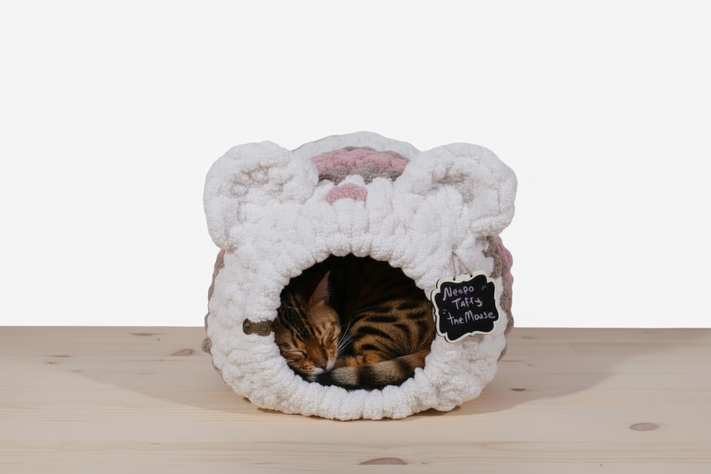 Hand Knit “Neopa Taffy the Mouse” Pet Cave