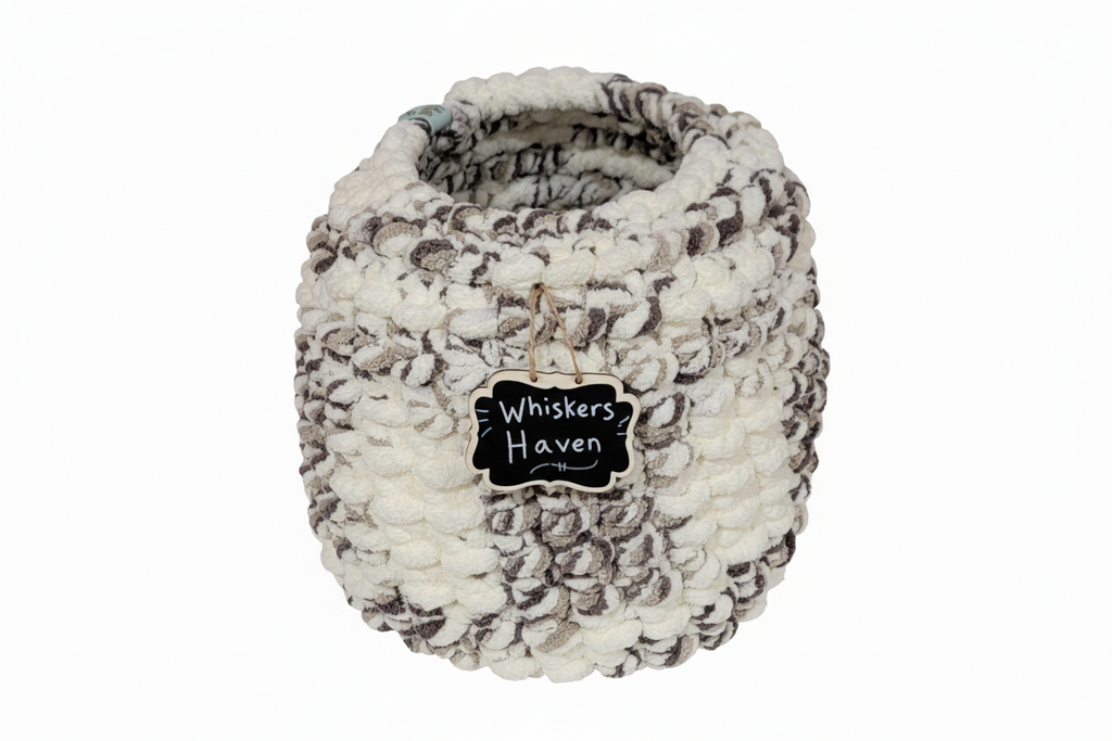 Chunky Hand Knit Cat Cave — Whisker Haven — Handmade Pet Bed