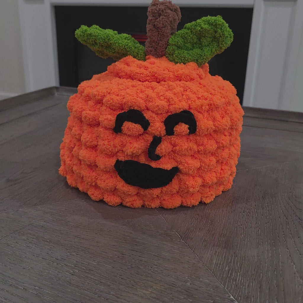 Chunky Hand Knit Pumpkin Pet Bed — Handmade Cozy Nest for Ferrets & Small Pets
