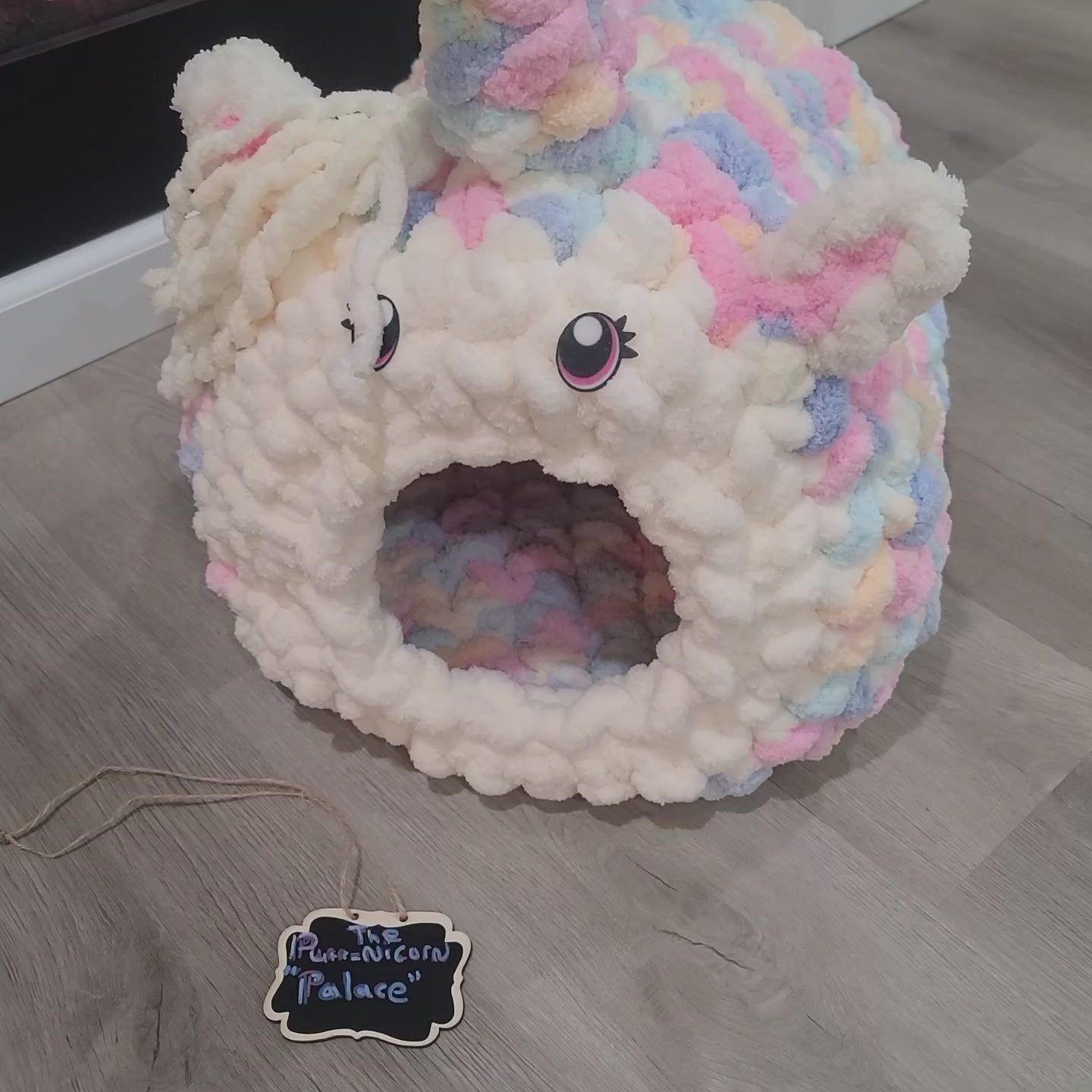 Hand Knit Chunky Chenille Unicorn Pet Cave