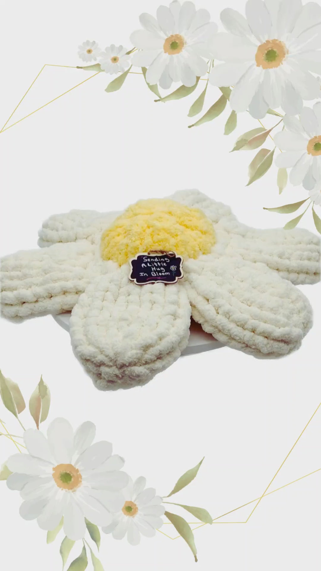 Chunky Hand Knit Flower Throw Pillow — Handmade Home Decor