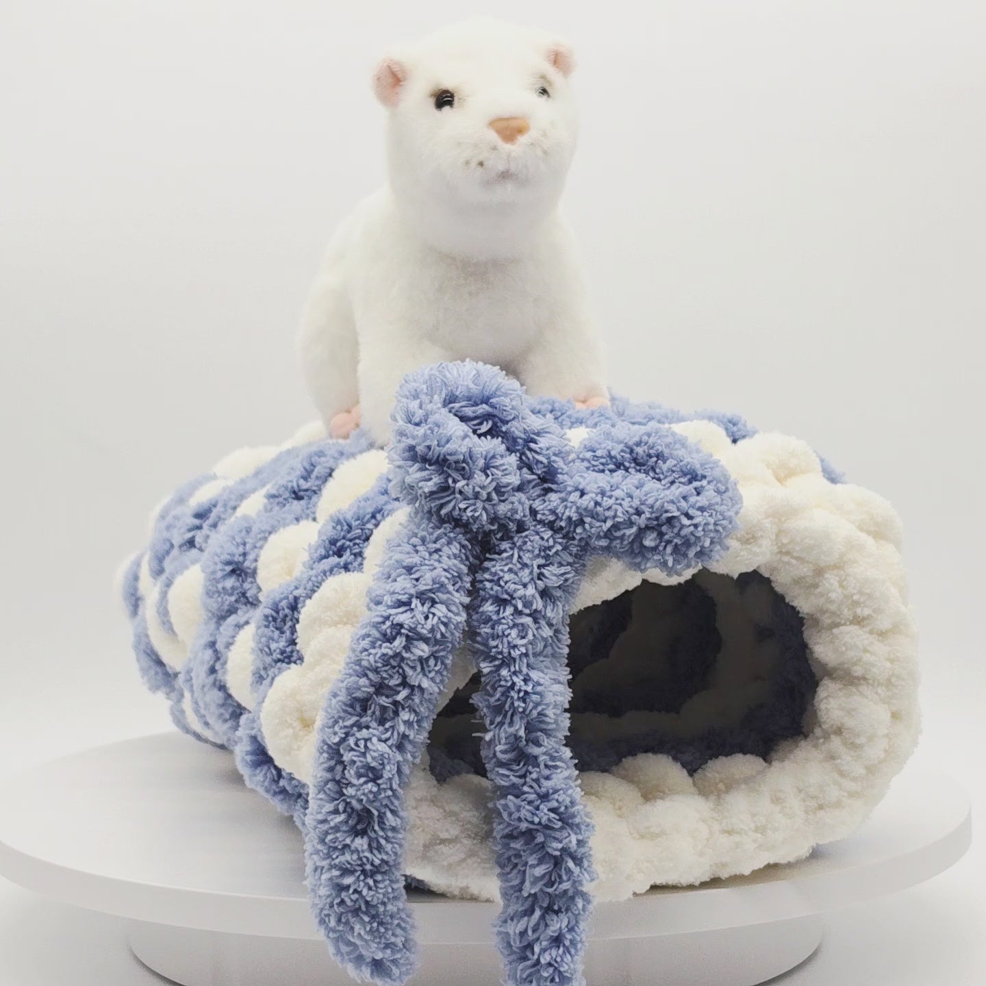 Chunky Chenille Hand Knit Small Pet Tunnel
