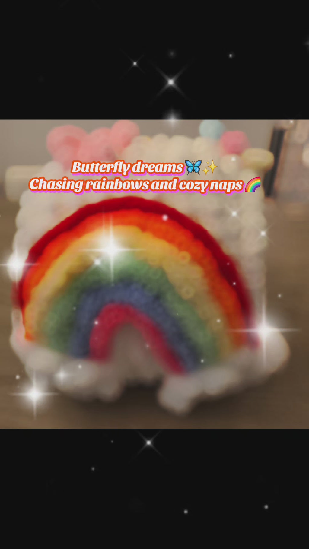 Over-The-Rainbow Chunky Hand Knit Pet Cave & Pillow Insert — Handmade Bed for Small Pets