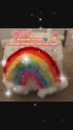 Over-The-Rainbow Chunky Hand Knit Pet Cave & Pillow Insert — Handmade Bed for Small Pets