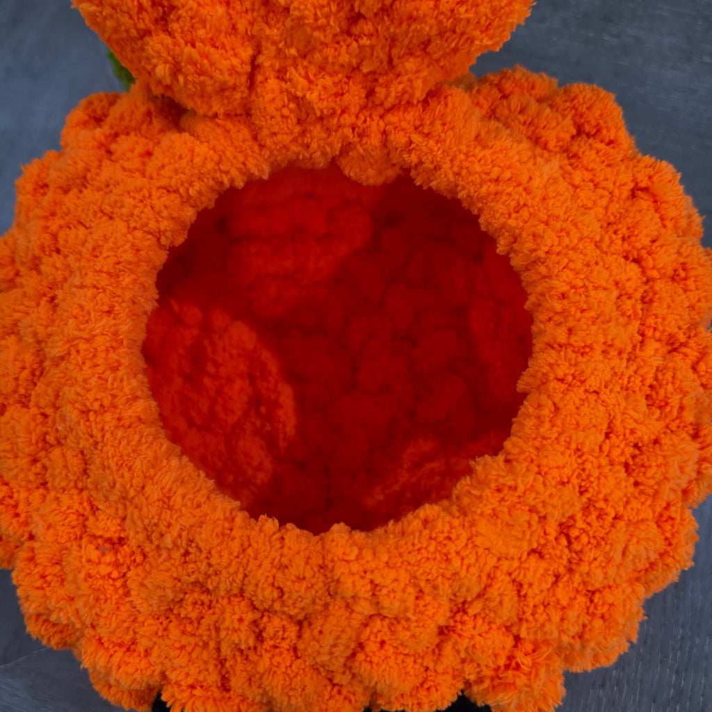 Chunky Hand Knit Pumpkin Pet Bed — Handmade Cozy Nest for Ferrets & Small Pets