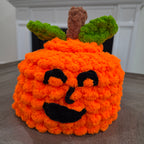 Chunky Hand Knit Pumpkin Pet Bed — Handmade Cozy Nest for Ferrets & Small Pets