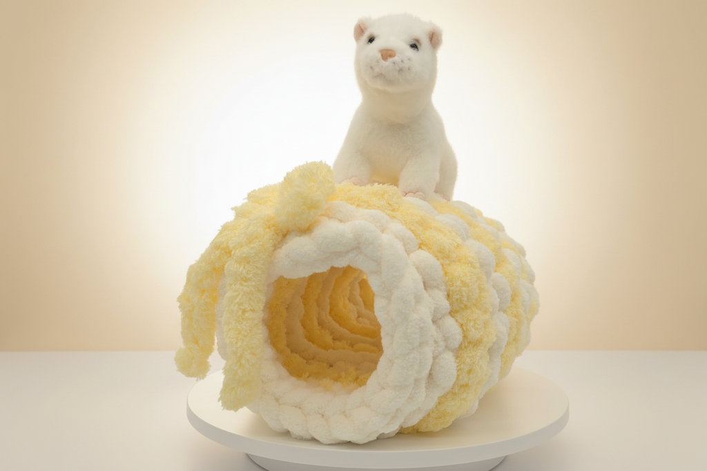 Chunky Chenille Hand Knit Ferret Tunnel — Metal Hoop Ring