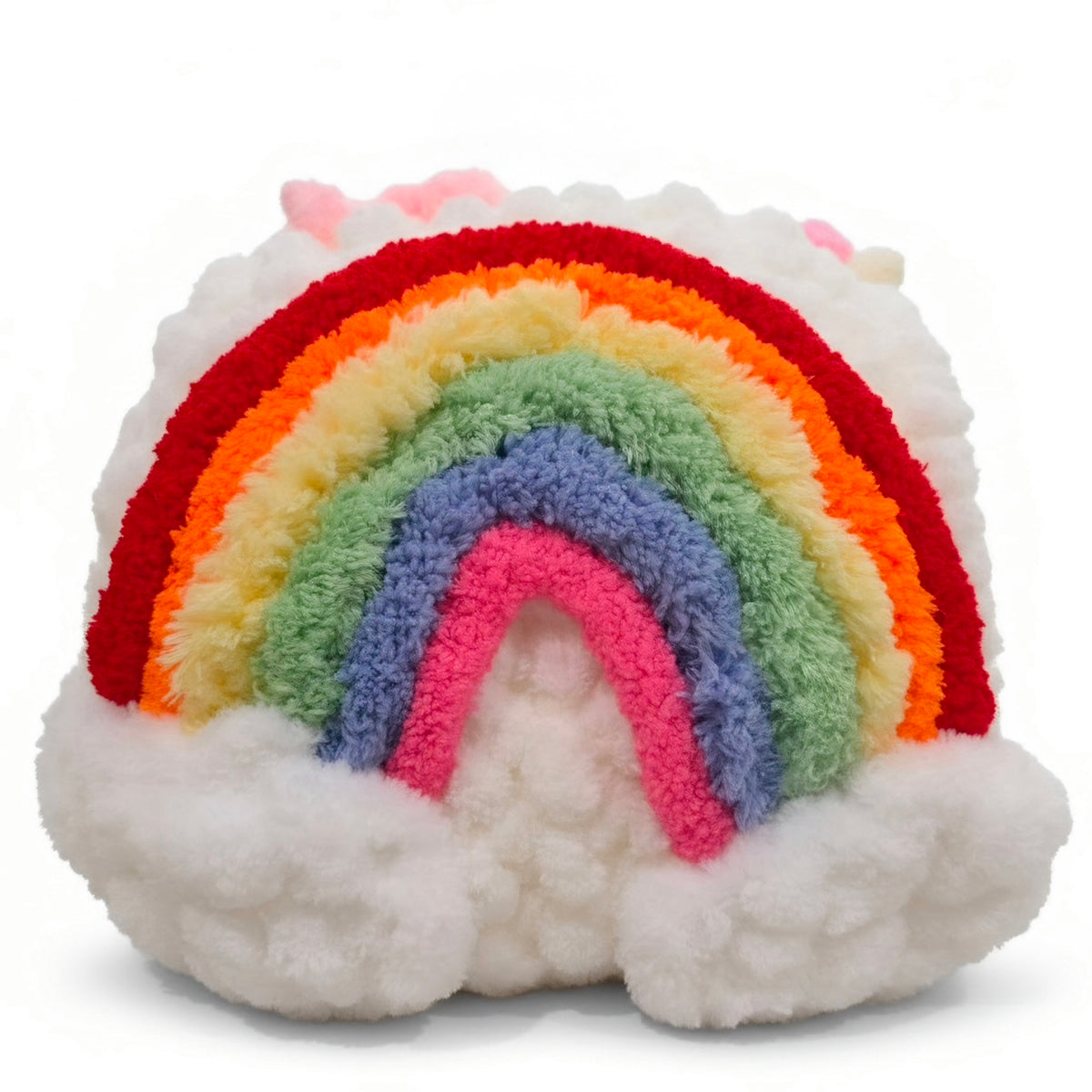 Over-The-Rainbow Chunky Hand Knit Pet Cave & Pillow Insert — Handmade Bed for Small Pets