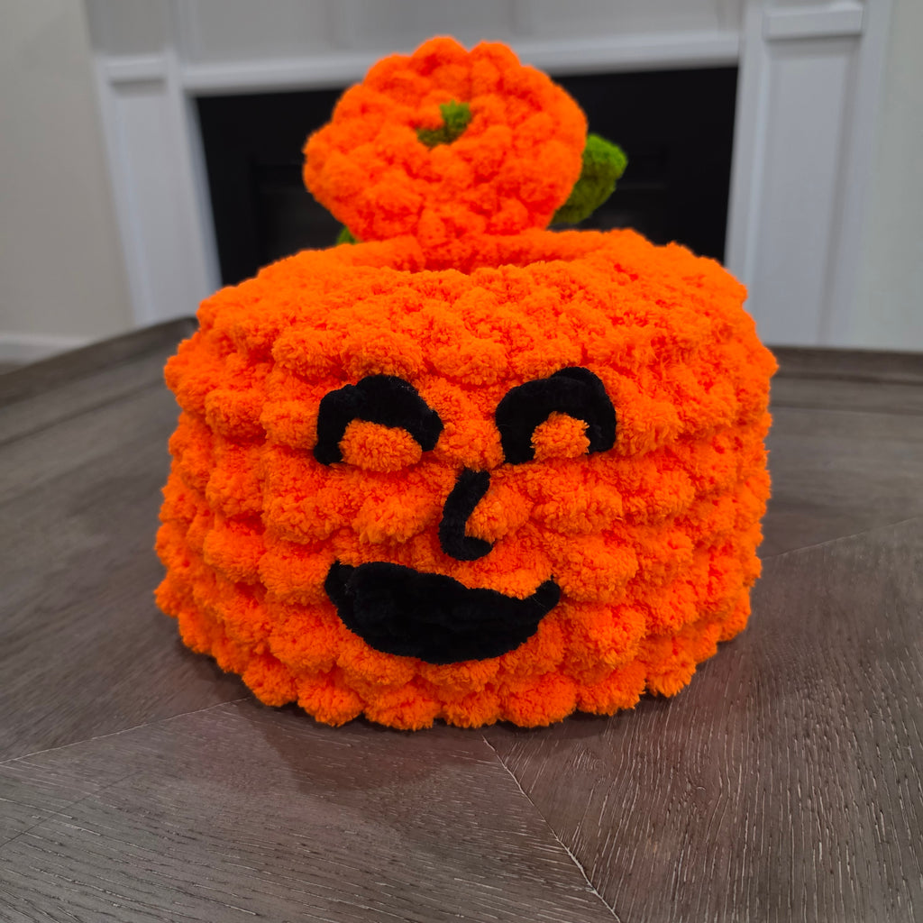 Chunky Hand Knit Pumpkin Pet Bed — Handmade Cozy Nest for Ferrets & Small Pets