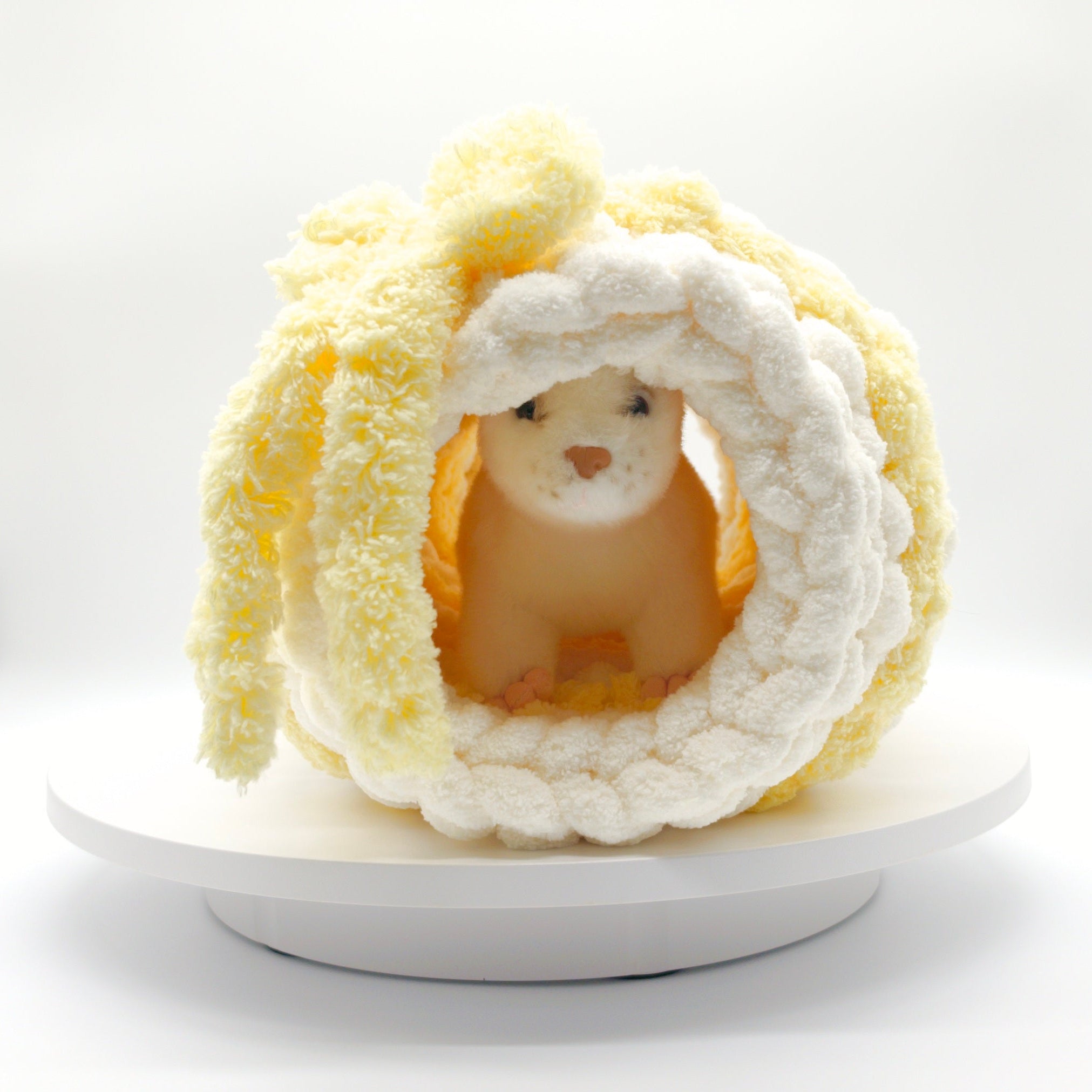 Chunky Chenille Hand Knit Ferret Tunnel — Metal Hoop Ring