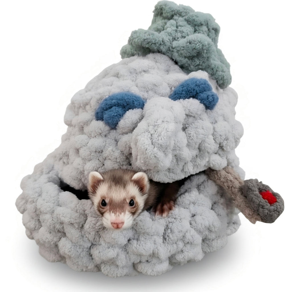 Chunky Hand Knit Small Pet Cave — Handmade Cozy Bed for Ferrets & Small Pets