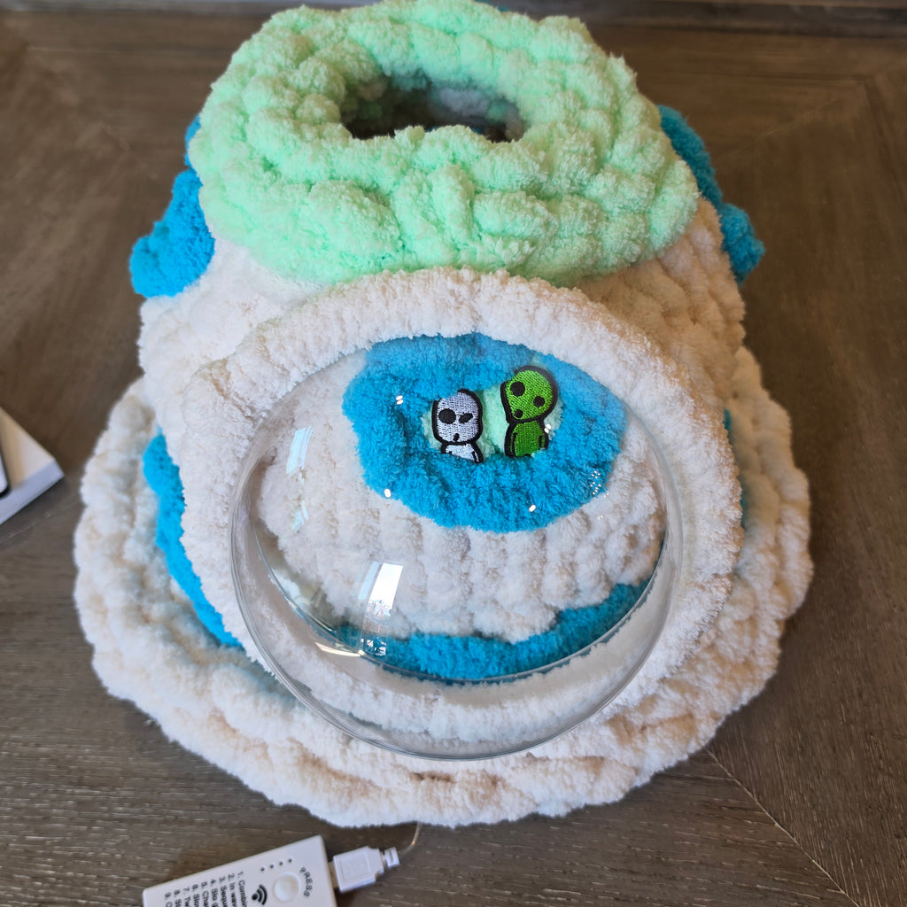 Chunky Hand Knit UFO Pet Cave — Handmade Novelty Bed for Ferrets & Small Pets