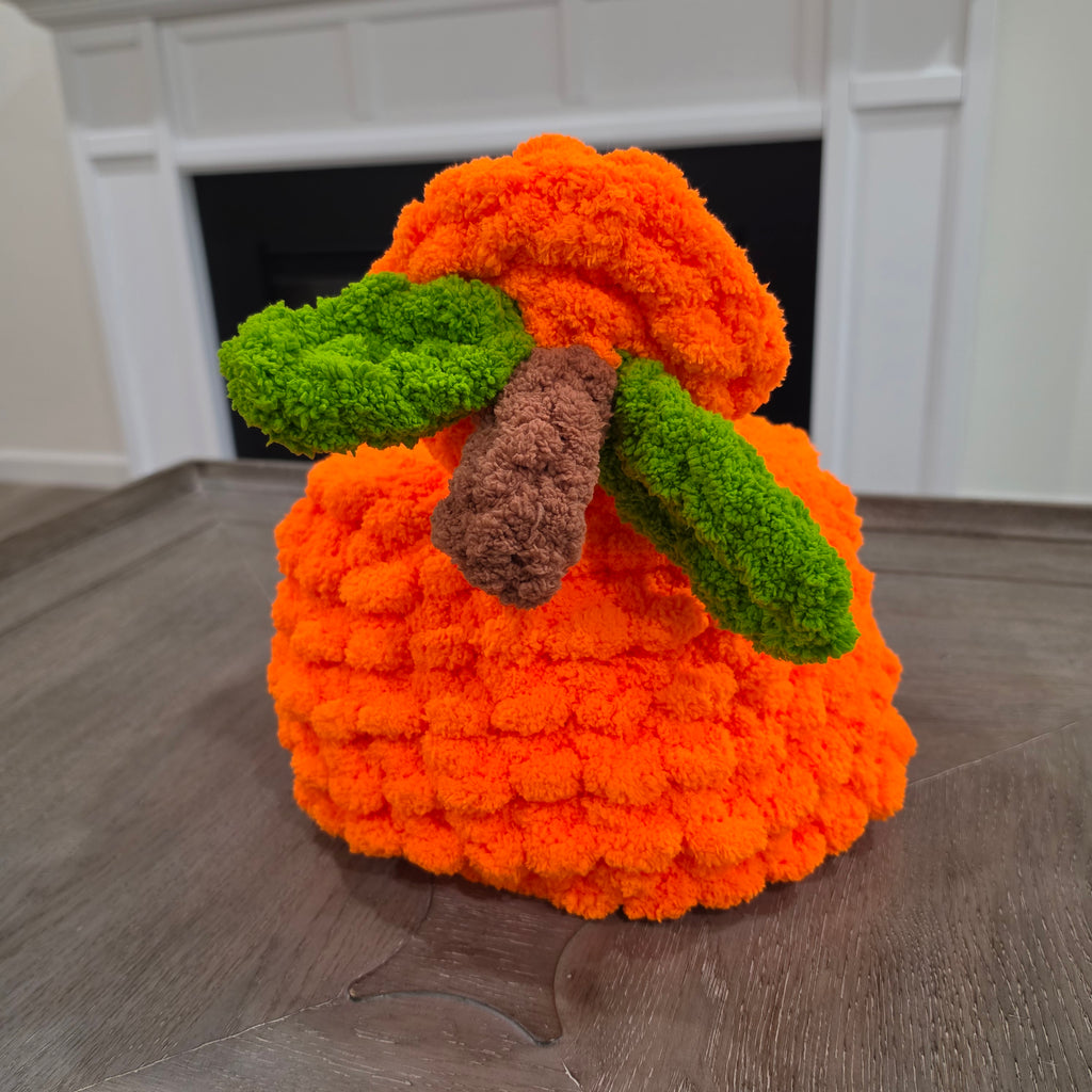 Chunky Hand Knit Pumpkin Pet Bed — Handmade Cozy Nest for Ferrets & Small Pets