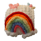 Over-The-Rainbow Chunky Hand Knit Pet Cave & Pillow Insert — Handmade Bed for Small Pets