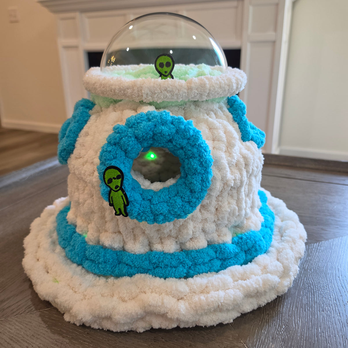 Chunky Hand Knit UFO Pet Cave — Handmade Novelty Bed for Ferrets & Small Pets
