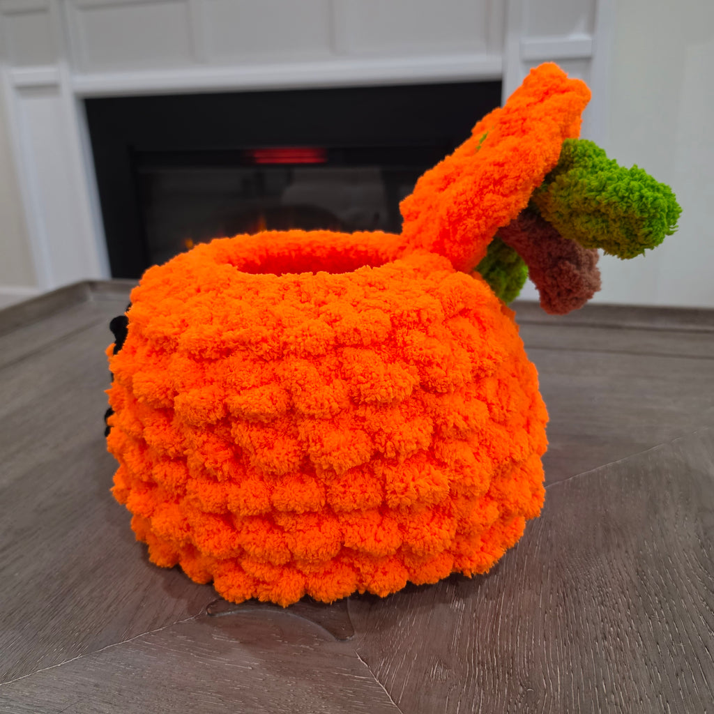 Chunky Hand Knit Pumpkin Pet Bed — Handmade Cozy Nest for Ferrets & Small Pets